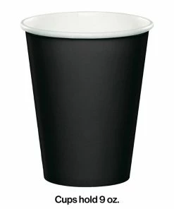 Creative Converting Solid Color Tableware Black Velvet Hot/Cold Paper Cups 9 Oz., 8 Ct