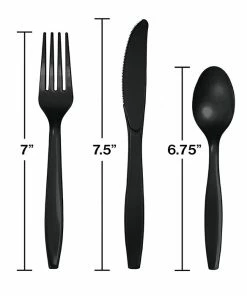 Creative Converting Black Assorted Cutlery Set, 18 Ct Solid Color Tableware