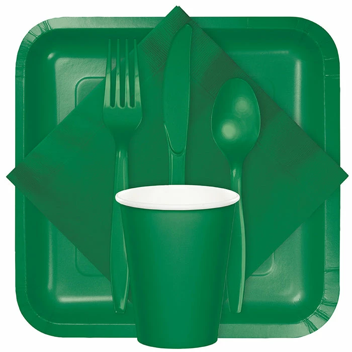Creative Converting Solid Color Tableware Emerald Green Beverage Napkin 2Ply, 50 Ct