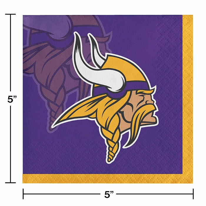 Creative Converting NFL And Football Party Supplies Minnesota Vikings Beverage Napkins, 16 Ct