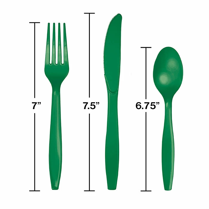 Creative Converting Solid Color Tableware Emerald Green Assorted Cutlery, 18 Ct