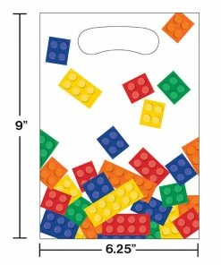 Creative Converting Kids Birthday Party Themes Block Party Favor Bags, 8 Ct