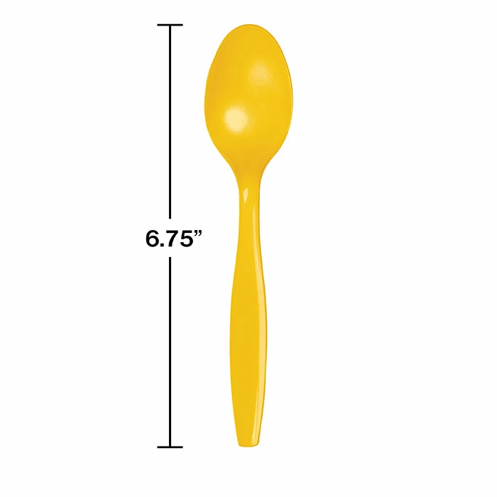 Creative Converting School Bus Yellow Plastic Spoons, 24 Ct