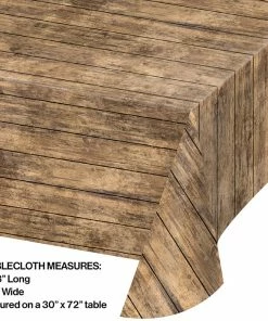 Creative Converting Wood Grain Plastic Table Cover, 54" X 108"