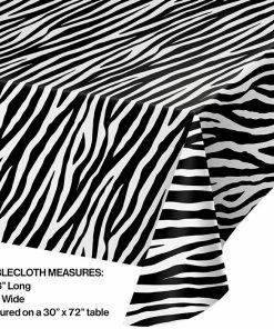 Creative Converting Zebra Print Plastic Table Cover, 54" X 108" Themed Tableware