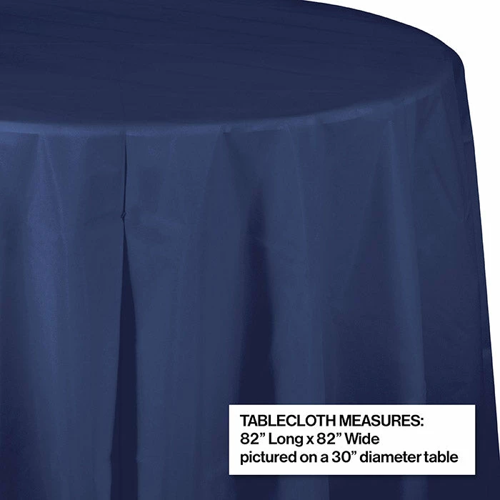Creative Converting Navy Tablecover, Octy Round 82" Plastic Solid Color Tableware
