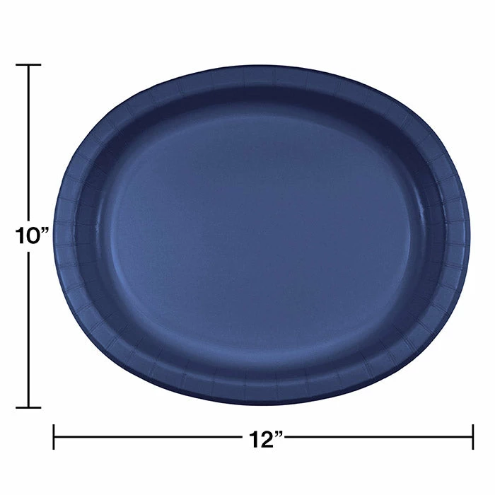 Creative Converting Navy Oval Platter 10" X 12", 8 Ct Solid Color Tableware