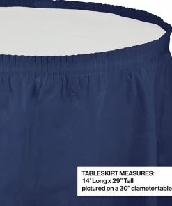 Creative Converting Navy Plastic Tableskirt, 14' X 29"