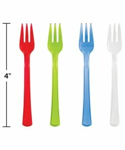 Creative Converting Themed Tableware Assorted Color Mini Appetizer Forks, 24 Ct