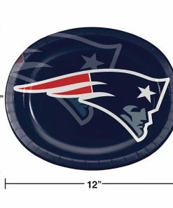 Creative Converting NFL And Football Party Supplies New England Patriots Oval Platter 10" X 12", 8 Ct