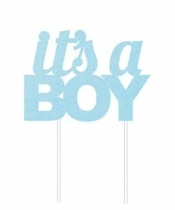 Creative Converting Baby Showers Blue Glitter It's A Boy Cake Topper