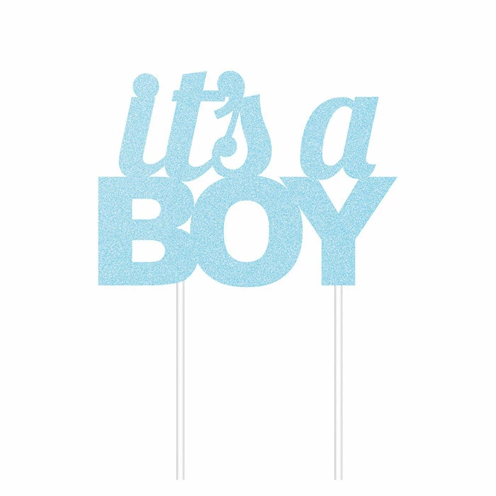 Creative Converting Baby Showers Blue Glitter It's A Boy Cake Topper