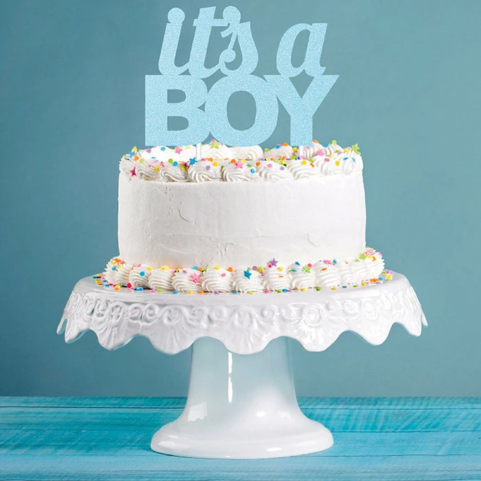 Creative Converting Baby Showers Blue Glitter It's A Boy Cake Topper