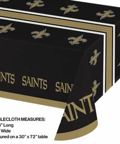 Creative Converting New Orleans Saints Plastic Table Cover, 54" X 102" NFL And Football Party Supplies