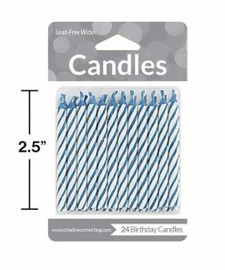Creative Converting Blue Striped Candles, 24 Ct