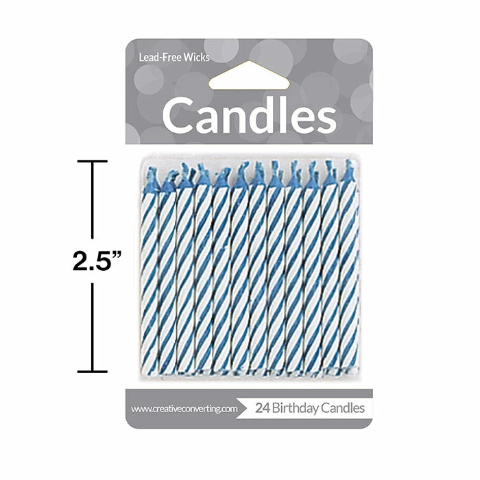 Creative Converting Blue Striped Candles, 24 Ct