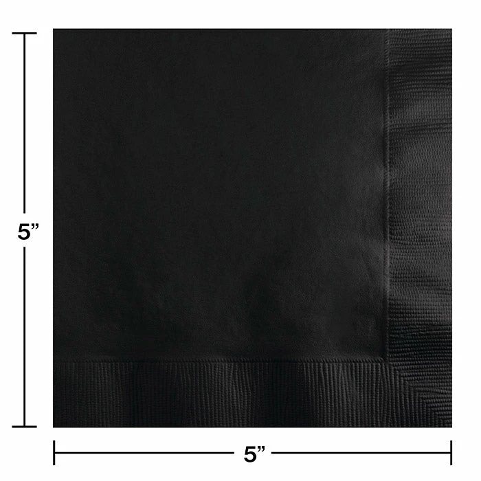 Creative Converting Solid Color Tableware Black Velvet Beverage Napkin 2Ply, 200 Ct