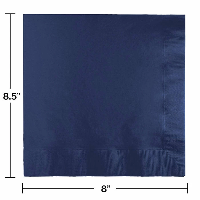 Creative Converting Solid Color Tableware Navy Dinner Napkins 3Ply 1/4Fld, 25 Ct