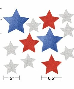 Creative Converting Patriotic And 4th Of July Party Decorations Patriotic Cutouts With Glitter, 12 Ct