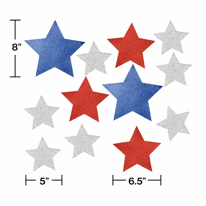 Creative Converting Patriotic And 4th Of July Party Decorations Patriotic Cutouts With Glitter, 12 Ct