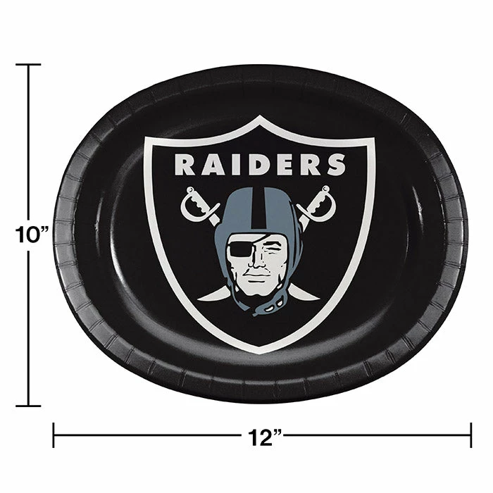 Creative Converting NFL And Football Party Supplies Las Vegas Raiders Oval Platter 10" X 12", 8 Ct