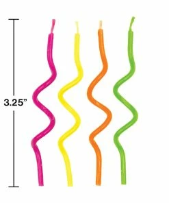 Creative Converting Birthday Party Candles Neon Curly Candles, 12 Ct