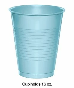 Creative Converting Solid Color Tableware Pastel Blue Plastic Cups, 20 Ct
