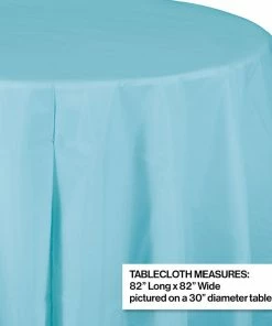 Creative Converting Pastel Blue Tablecover, Octy Round 82" Plastic
