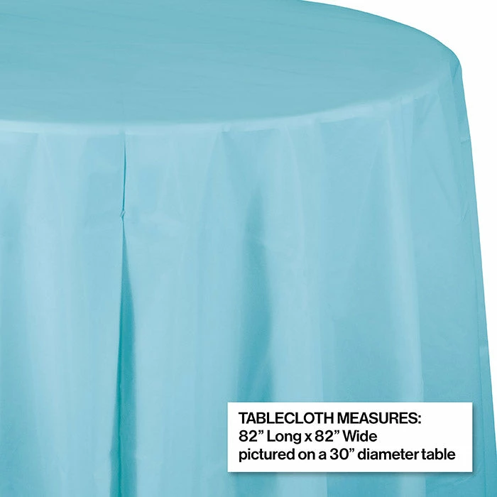 Creative Converting Pastel Blue Tablecover, Octy Round 82" Plastic