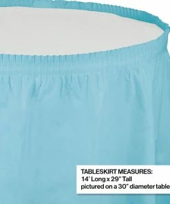 Creative Converting Pastel Blue Plastic Tableskirt, 14' X 29" Solid Color Tableware