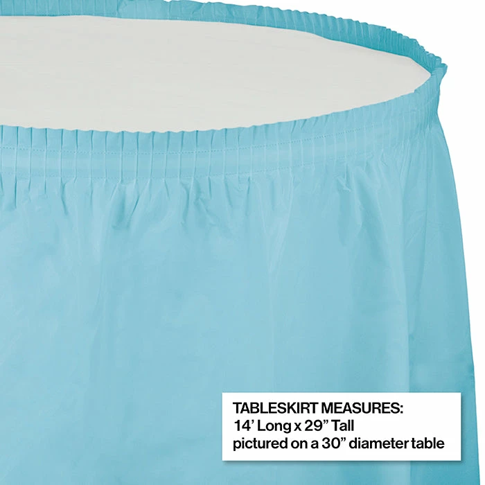 Creative Converting Pastel Blue Plastic Tableskirt, 14' X 29" Solid Color Tableware