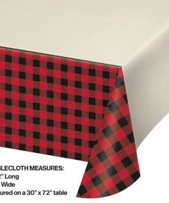 Creative Converting Buffalo Plaid Plastic Tablecover All Over Print, 54" X 102" Themed Tableware