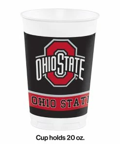Creative Converting Ohio State University 20 Oz Plastic Cups, 8 Ct NCAA College Themed Party Decorations