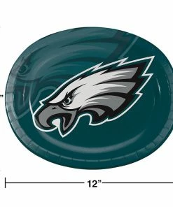 Creative Converting Philadelphia Eagles Oval Platter 10" X 12", 8 Ct