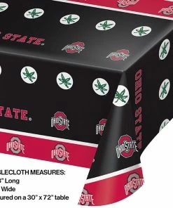 Creative Converting Ohio State University Plastic Table Cover, 54" X 108" NCAA College Themed Party Decorations