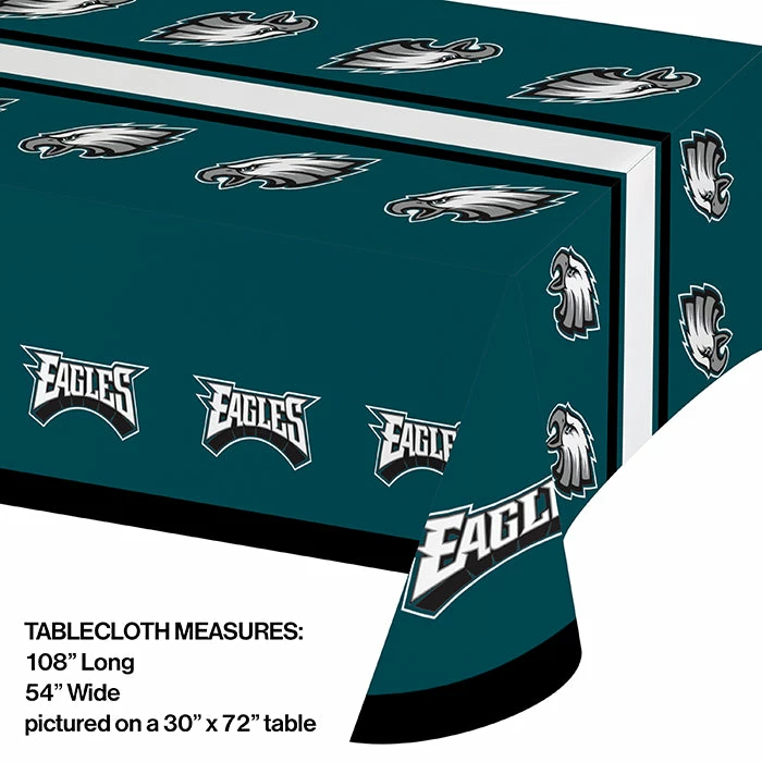 Creative Converting Philadelphia Eagles Plastic Table Cover, 54" X 102" NFL And Football Party Supplies
