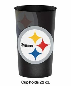 Creative Converting NFL And Football Party Supplies Pittsburgh Steelers Plastic Cup, 22 Oz