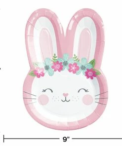 Creative Converting 1st Birthday Party Themes Birthday Bunny Shaped Plate 9", 8 Ct