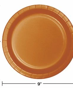 Creative Converting Pumpkin Spice Orange Paper Plates, 24 Ct Solid Color Tableware