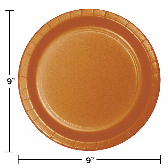 Creative Converting Pumpkin Spice Orange Paper Plates, 24 Ct Solid Color Tableware