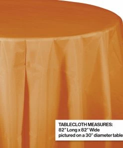 Creative Converting Solid Color Tableware Pumpkin Spice Tablecover, Octy Round 82