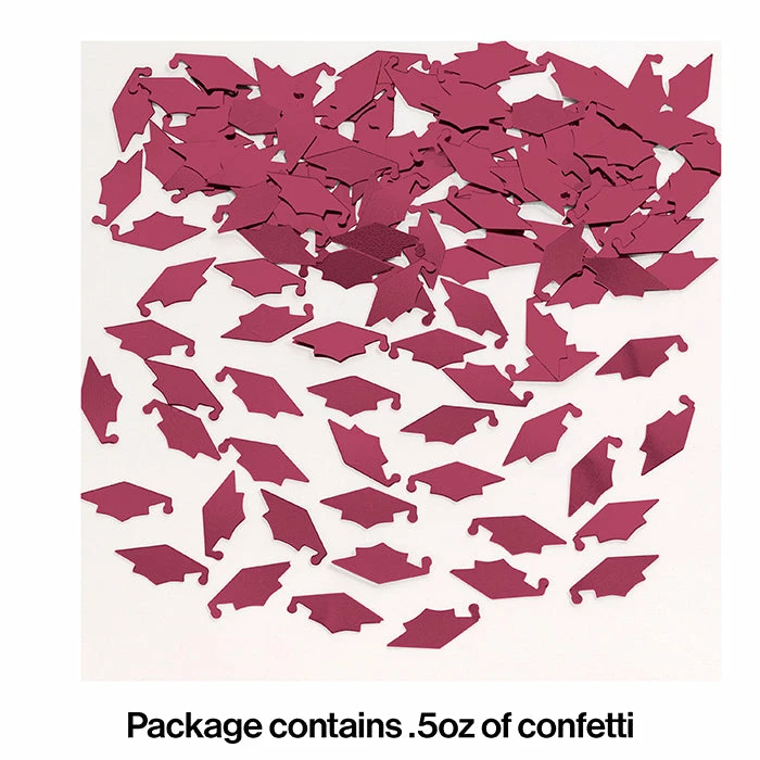 Creative Converting Graduation Party Supplies Burgundy Red Mortarboard Graduation Confetti, 0.5 Oz