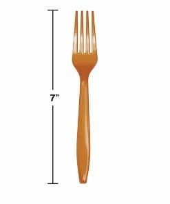 Creative Converting Pumpkin Spice Orange Plastic Forks, 24 Ct