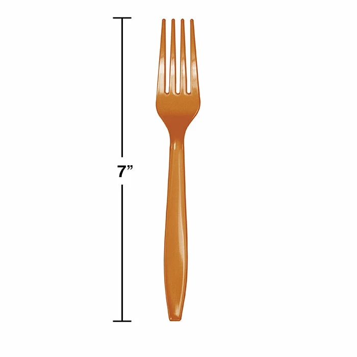 Creative Converting Pumpkin Spice Orange Plastic Forks, 24 Ct