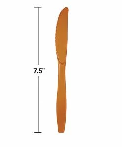 Creative Converting Pumpkin Spice Orange Plastic Knives, 24 Ct