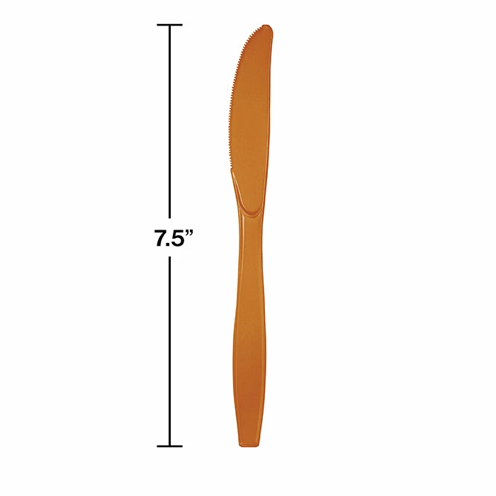 Creative Converting Pumpkin Spice Orange Plastic Knives, 24 Ct