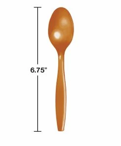 Creative Converting Solid Color Tableware Pumpkin Spice Orange Plastic Spoons, 24 Ct