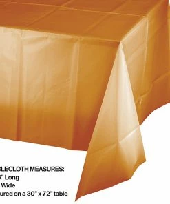 Creative Converting Solid Color Tableware Pumpkin Spice Tablecover Plastic 54" X 108"