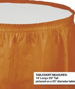 Creative Converting Solid Color Tableware Pumpkin Spice Plastic Tableskirt, 14' X 29"