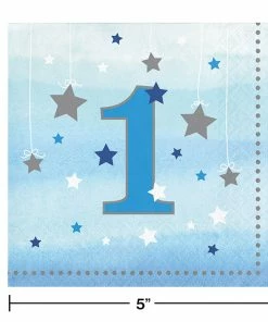 Creative Converting One Little Star Boy 1st Birthday Beverage Napkins, 16 Ct 1st Birthday Party Themes